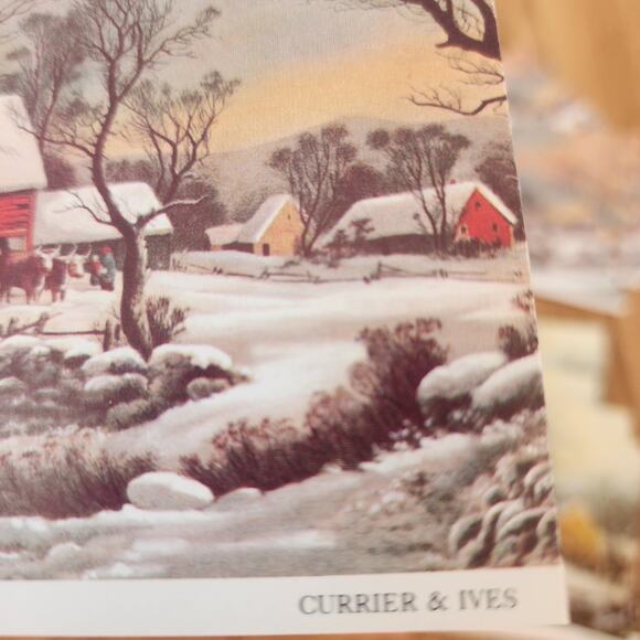 Vtg Currier and Ives Winter in the country scenes Christmas post cards set of 40 - Picture 5 of 9